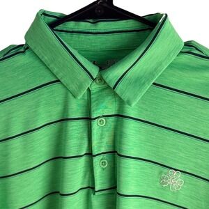 Under Armour Erin Hills Golf Polo Shirt Mens XL Green Striped HeatGear Loose Fit